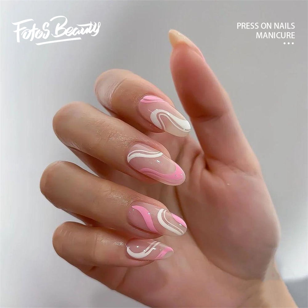 Fofosbeauty 24 pcs Summer Nails Designs 2022 Medium Almond Press on Nails Tips Light Pink Waves b8be710c 1a8f 4962 a12c 23fbab81c328.51ecbb5a7bc16b008d653407fdf4f976